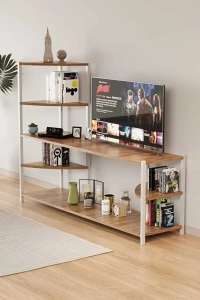 TV Ünitesi Ahşap Raflı 5 Katlı Televizyon Sehpası TV Standı